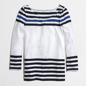 (J.crew) Blue contrast stripe boatneck tee 🌊